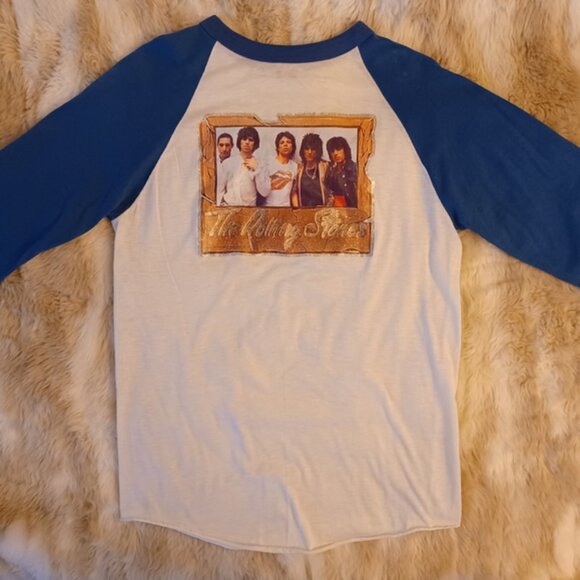 Vtg 1978 Rolling Stones Glitter Iron On Raglan Tee Sz S/M - Picture 1 of 5